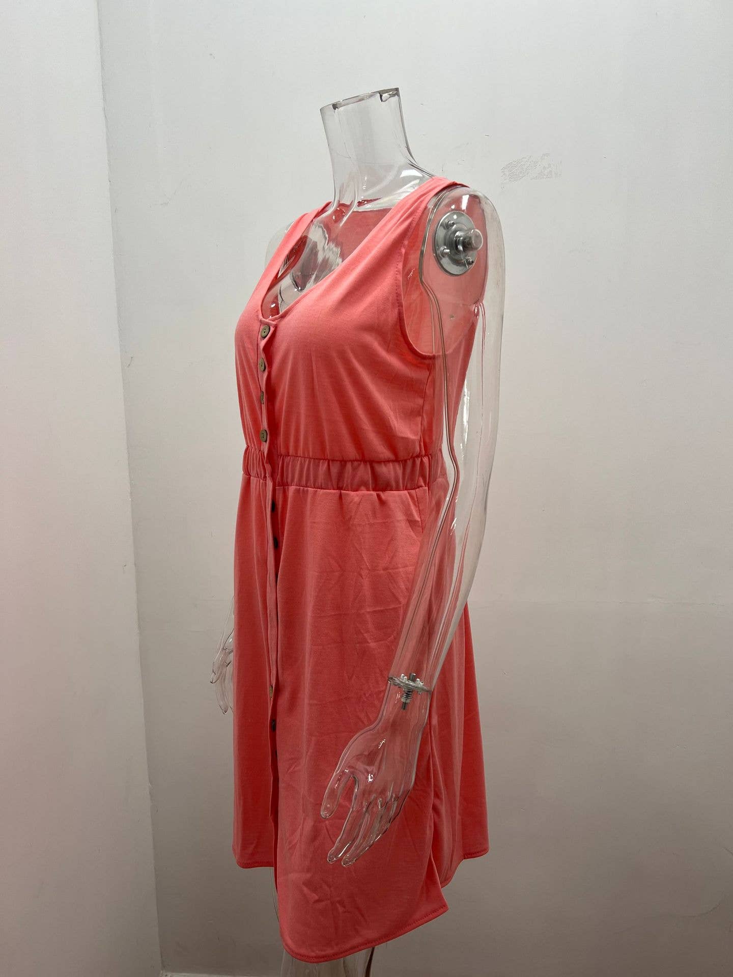 Off-the-shoulder cinched-waist sleeveless dress