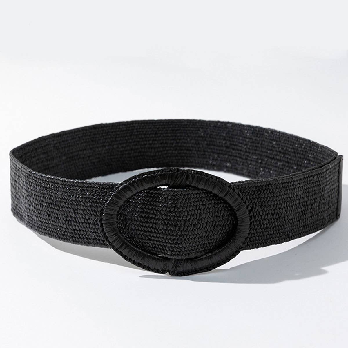 Versatile oval buckle PP elastic straw woven belt