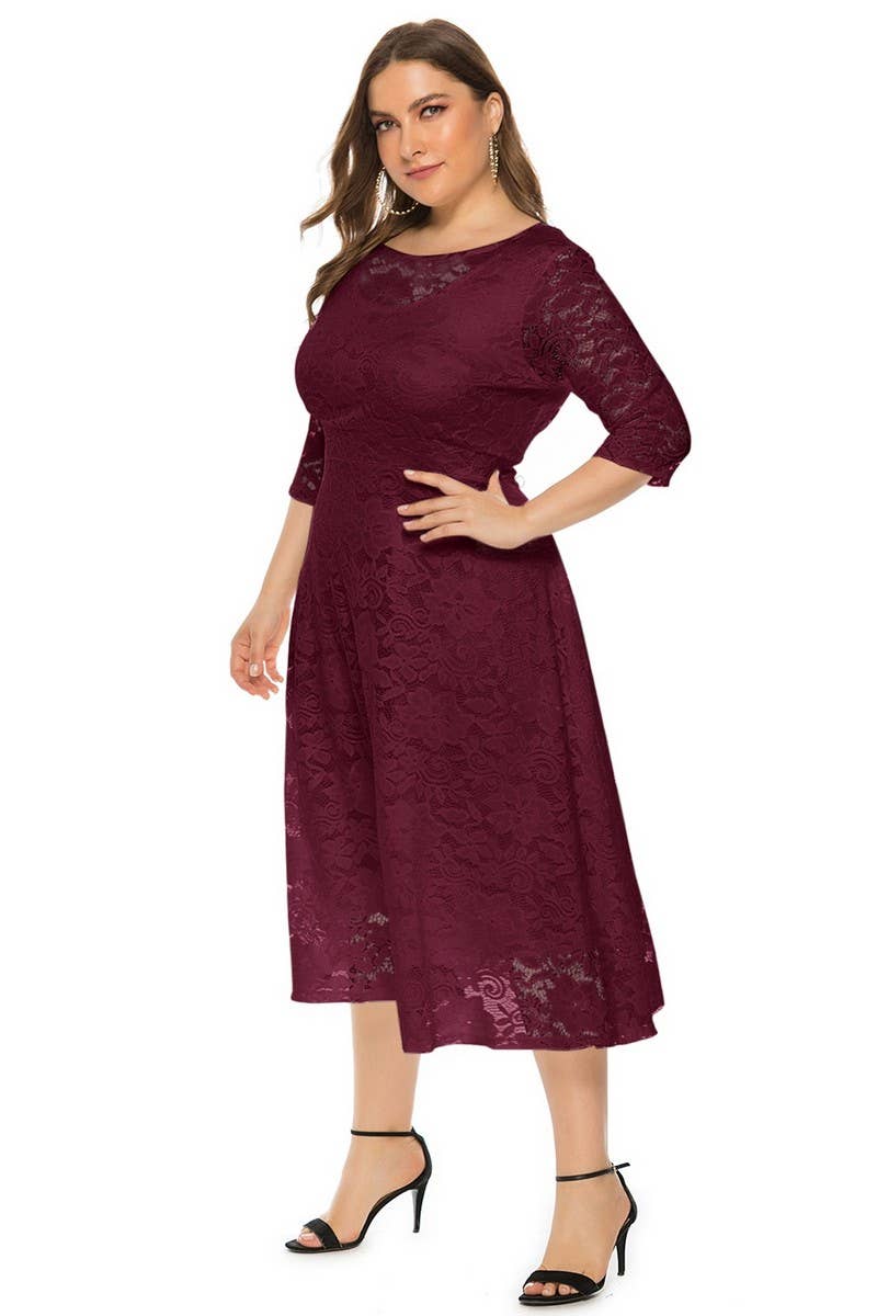 CWDMD3207_PLUS SIZE LACE POCKET EVENING GOWN DRESS