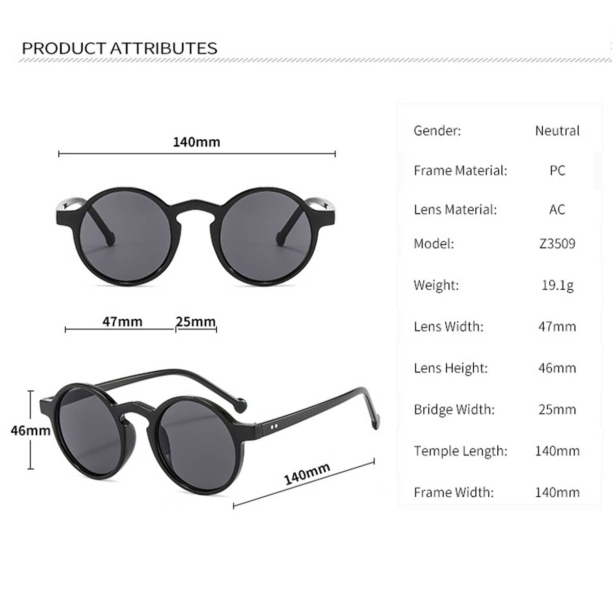 ROUND FRAME TINTED LENS FASHION GLASSES UNISEX