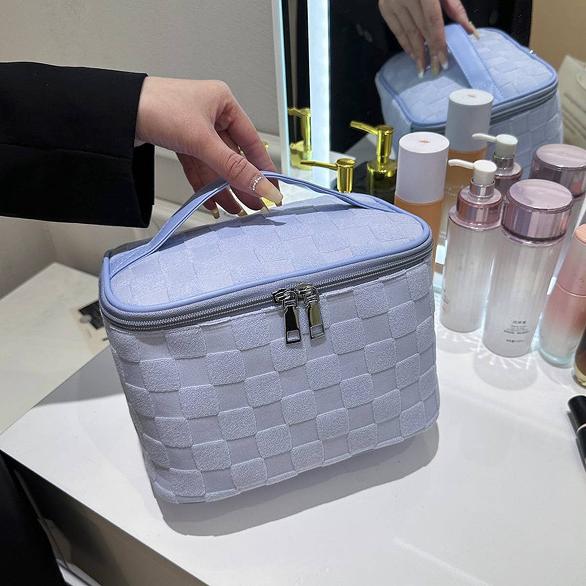 NEW LATTICE HIGH-END LARGE-CAPACITY COSMETIC BAG_CWAB4407