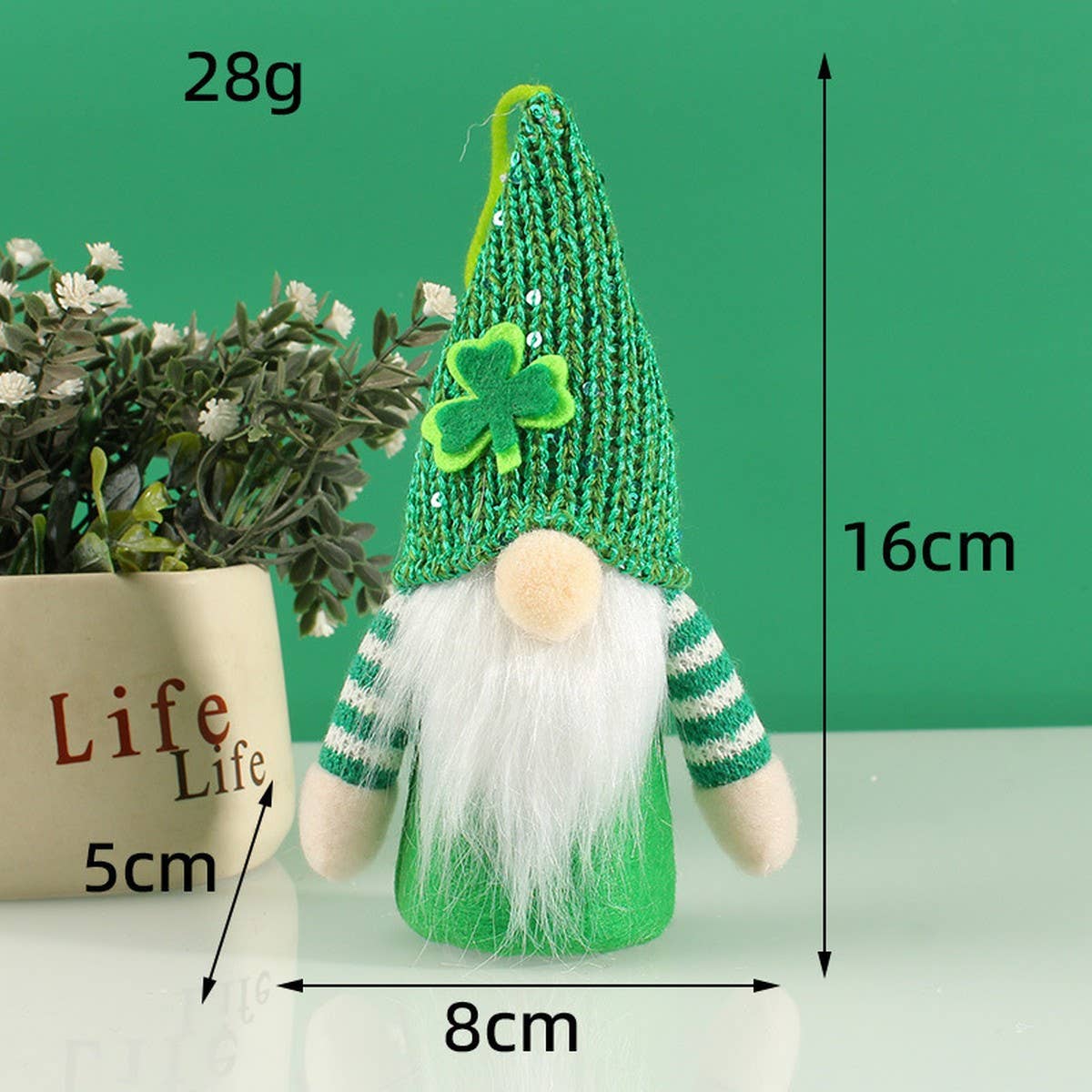 ST. PATRICK'S DAY SEQUIN HAT LIGHT UP ELF DOLL_CWMM3455