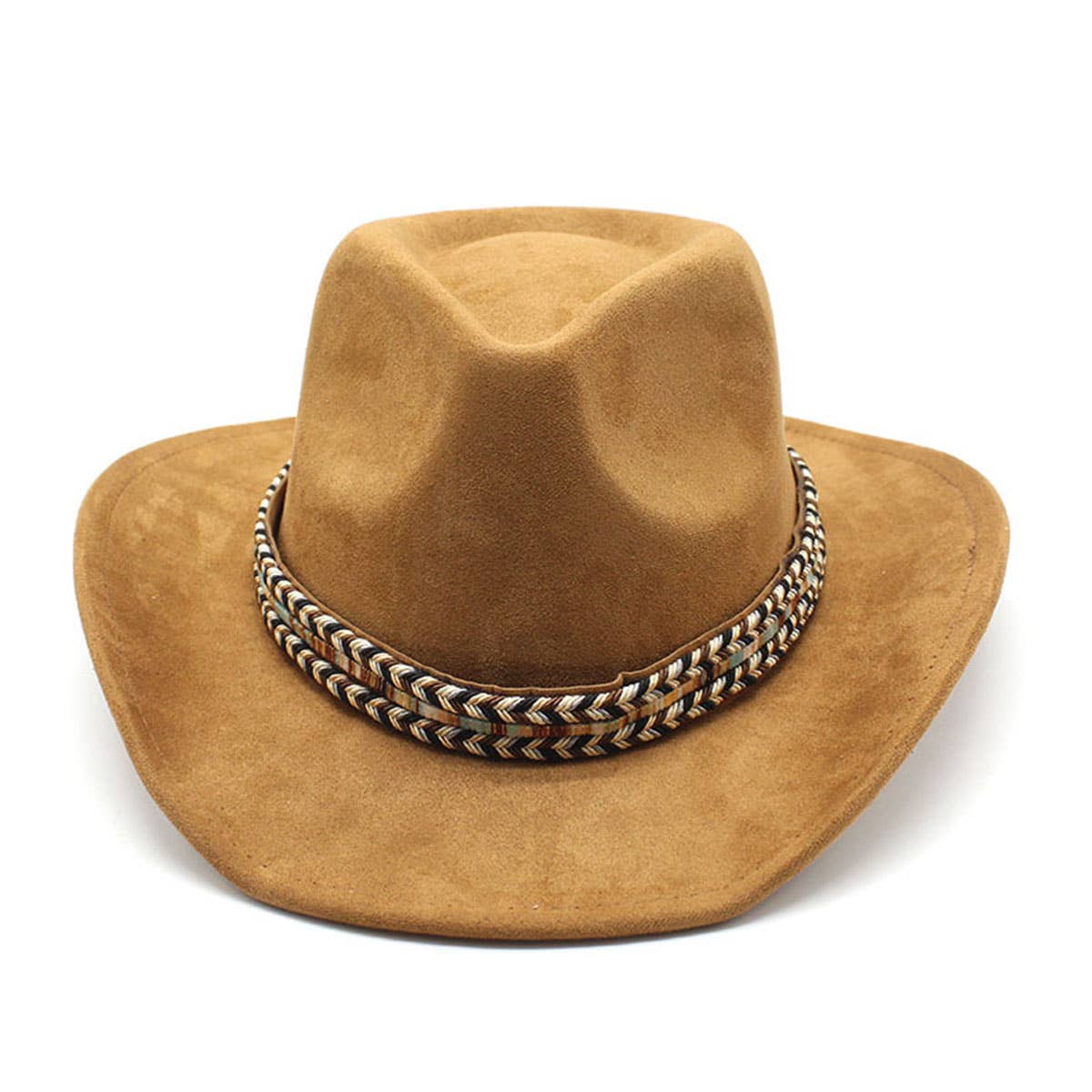 Faux Suede Cowboy Hat with Braided Band Unisex_CWAH2504
