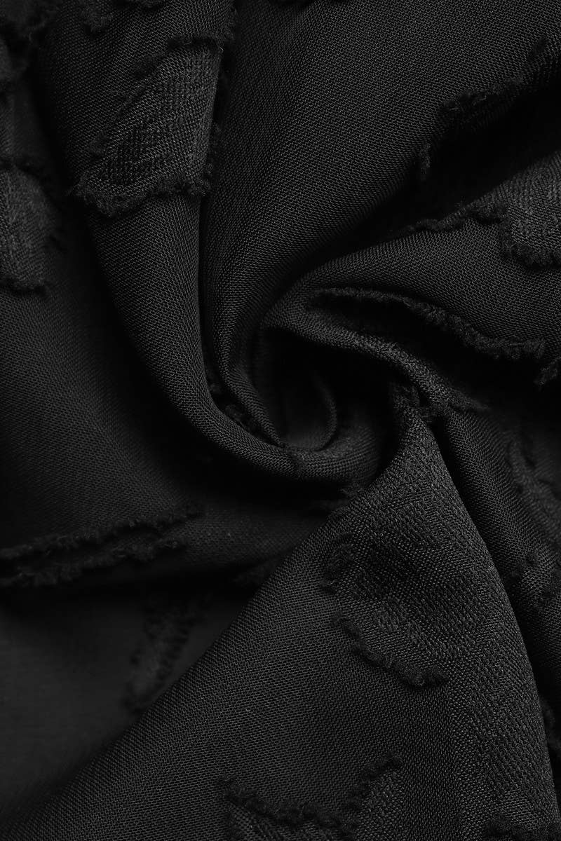 CWDSD10617_ELEGANT JACQUARD BELTED LONG SLEEVE DRESS