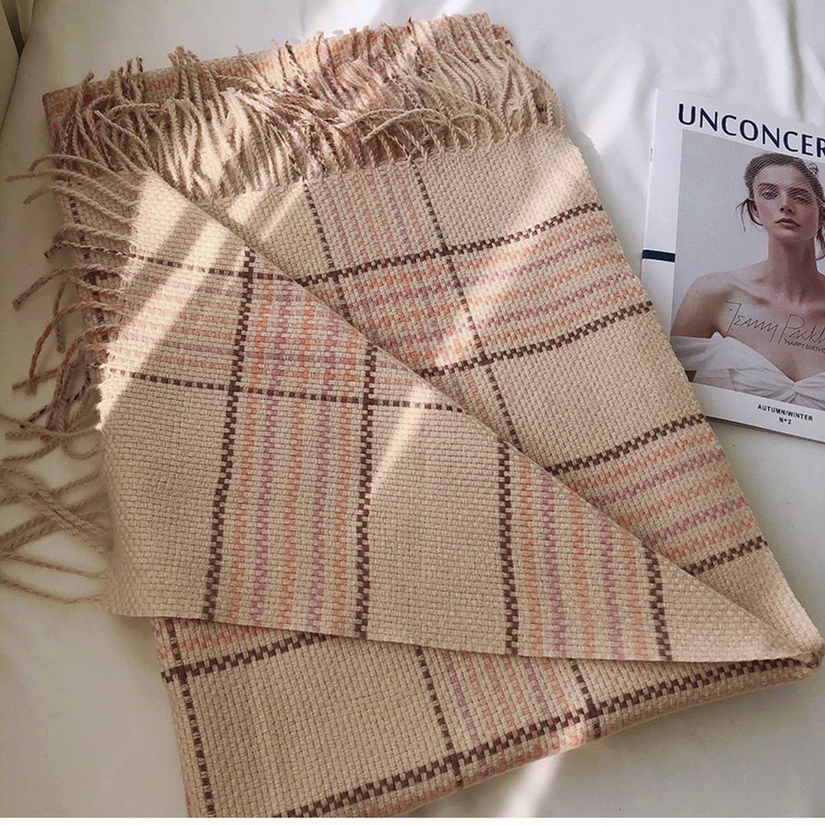 Plaid Faux Cashmere Scarf ??Thick Warm Winter Wrap_CWASC1453