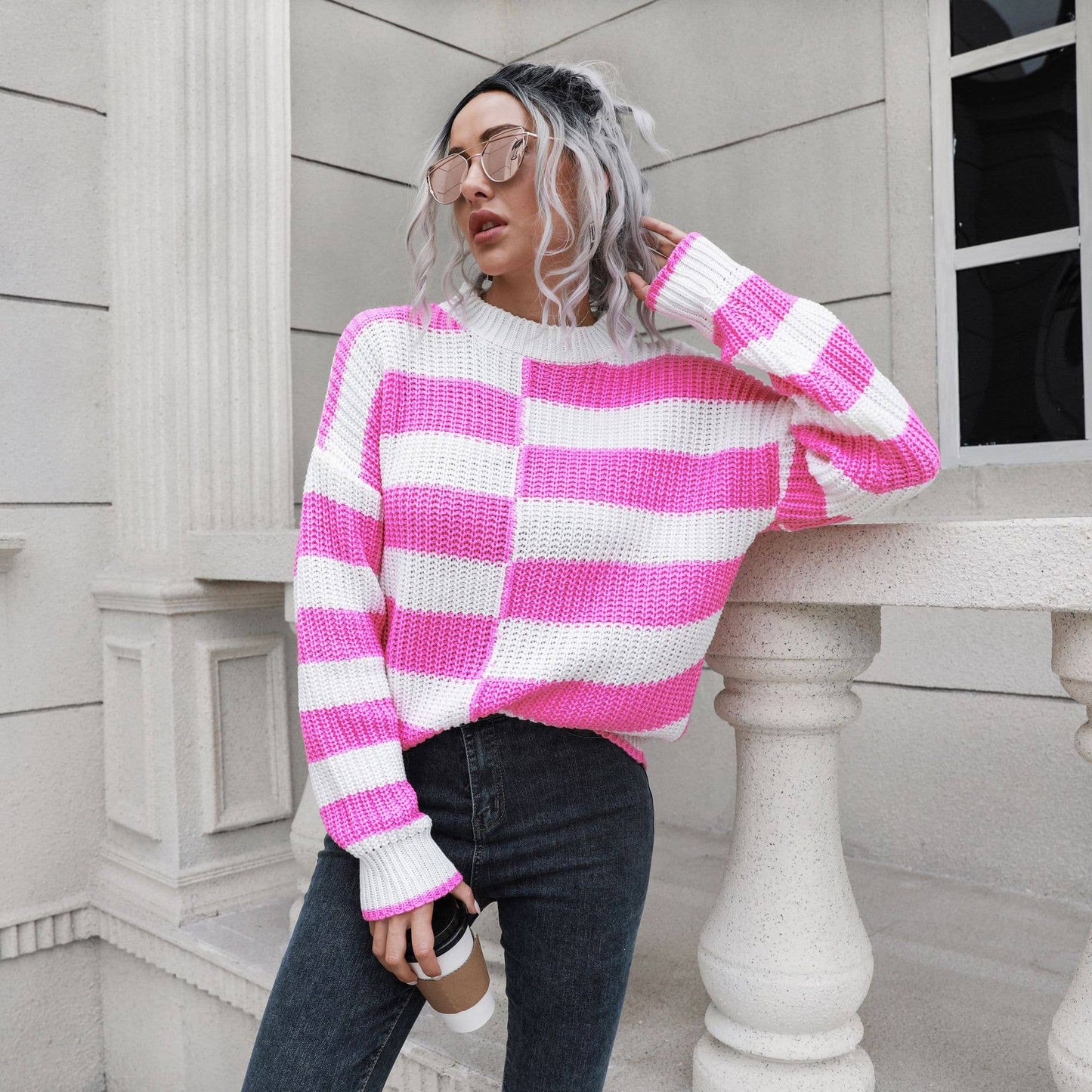 STRIPED SWEATER FALL AND WINTER LONG SLEEVES
