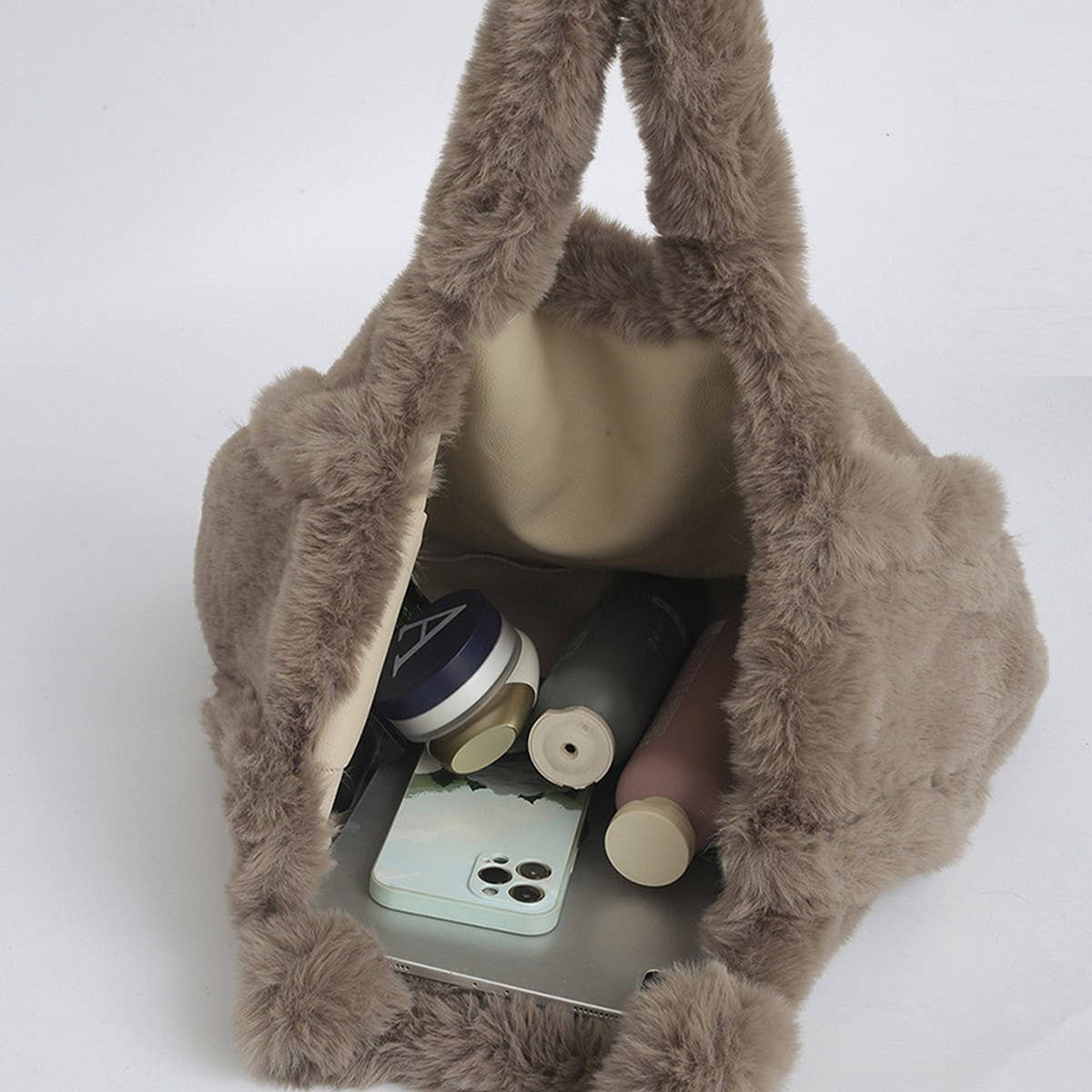 WINTER SIMPLE UNDERARM BAG HANDBAG PLUSH BAG_CWAB3971