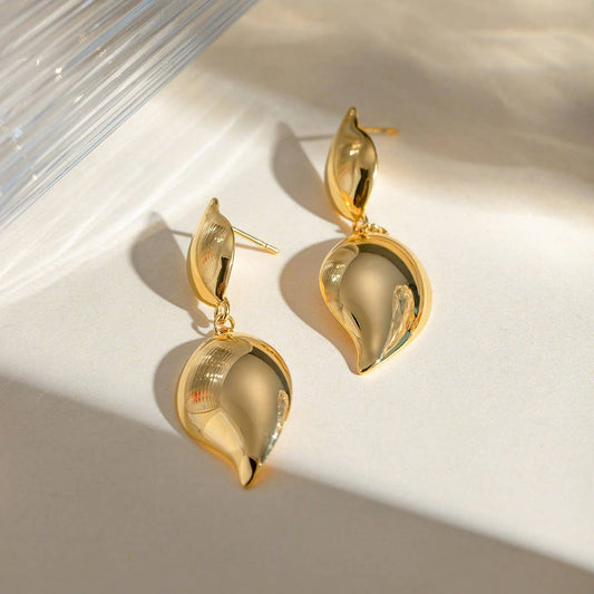 SIMPLE PETAL TEARDROP-SHAPED POLISHED EARRINGS_CWAJE1794