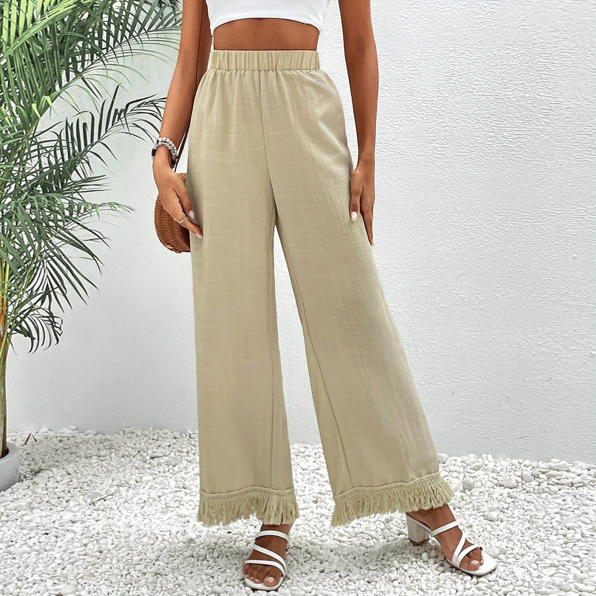 HIGH-WAISTED BAGGY CASUAL WIDE-LEG PANTS