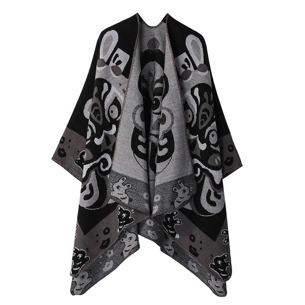 THICKENED CASHMERE SHAWL AND LONG CAPE