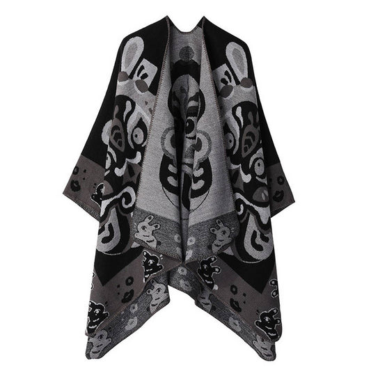 THICKENED CASHMERE SHAWL AND LONG CAPE
