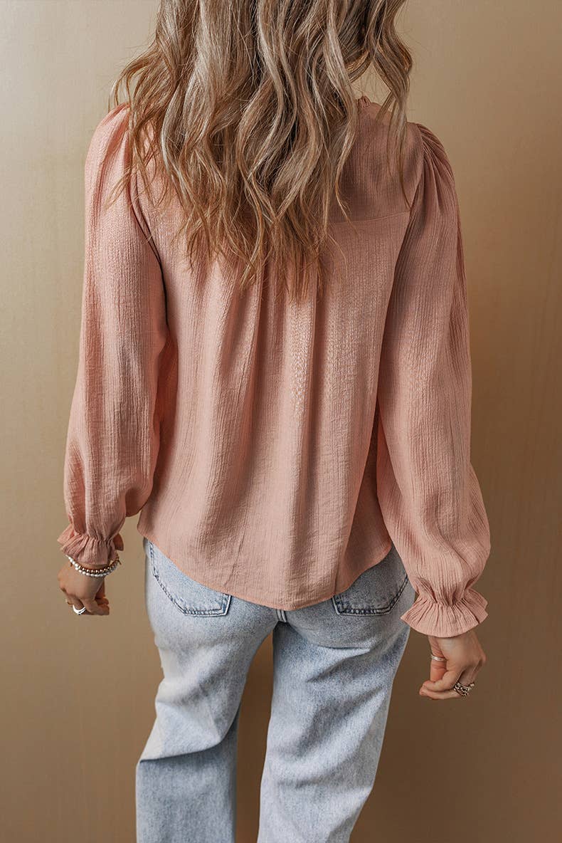 SWEET STYLE FLORAL EMBROIDERED ROUND NECK CHIFFON