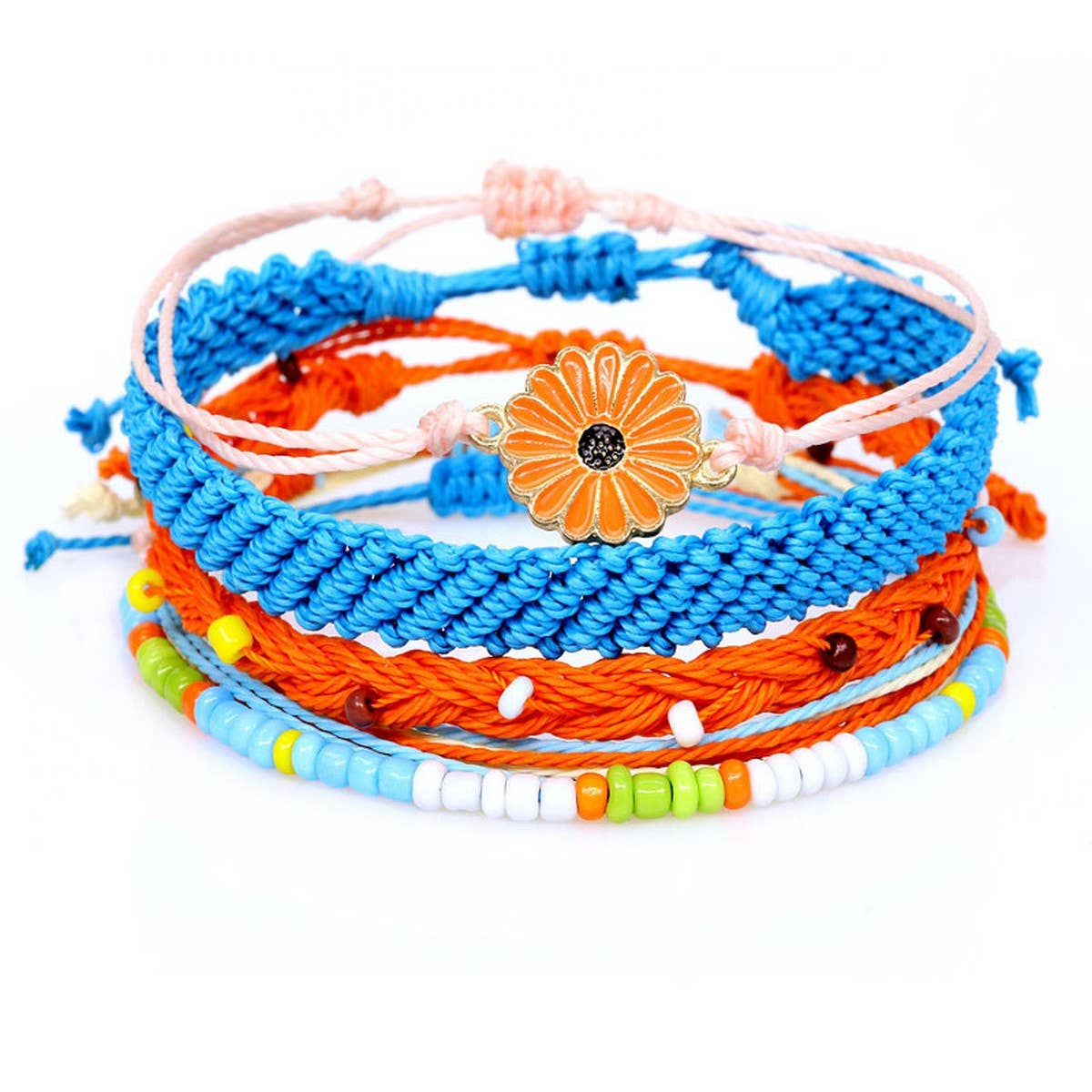 SUNFLOWER DAISY MIXED COLOR WOVEN BRACELET