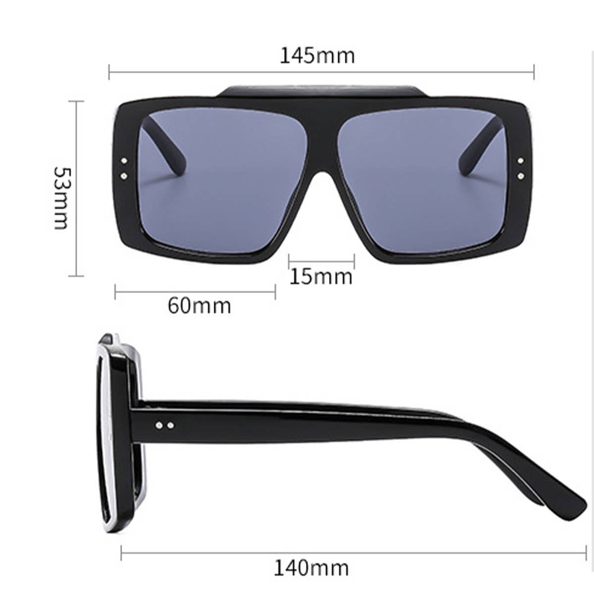 Flat Top Studded Frame Sunglasses Unisex