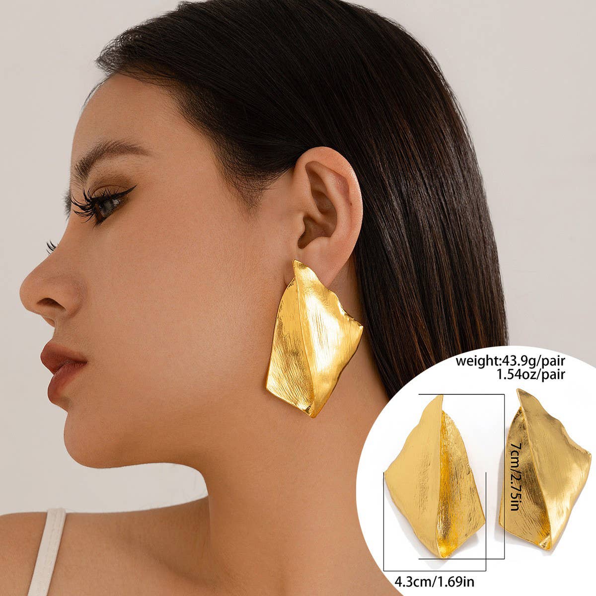 WRINKLED EXAGGERATED IRREGULAR TEARDROP EARRINGS_CWAJE1813
