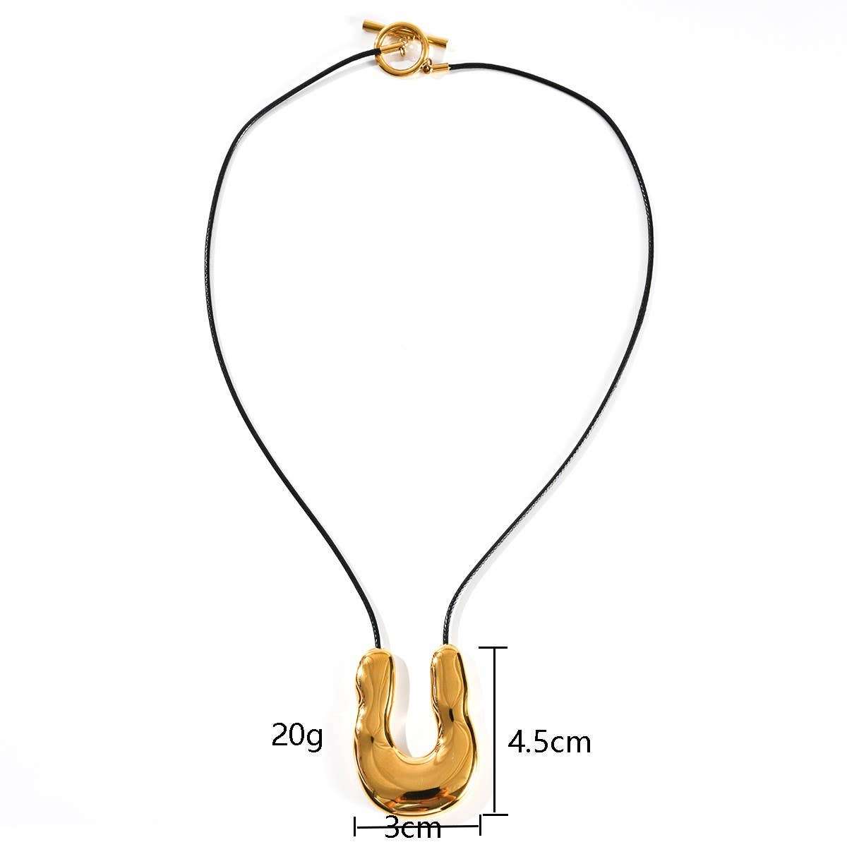 Irregular Horseshoe Pendant Leather Necklace