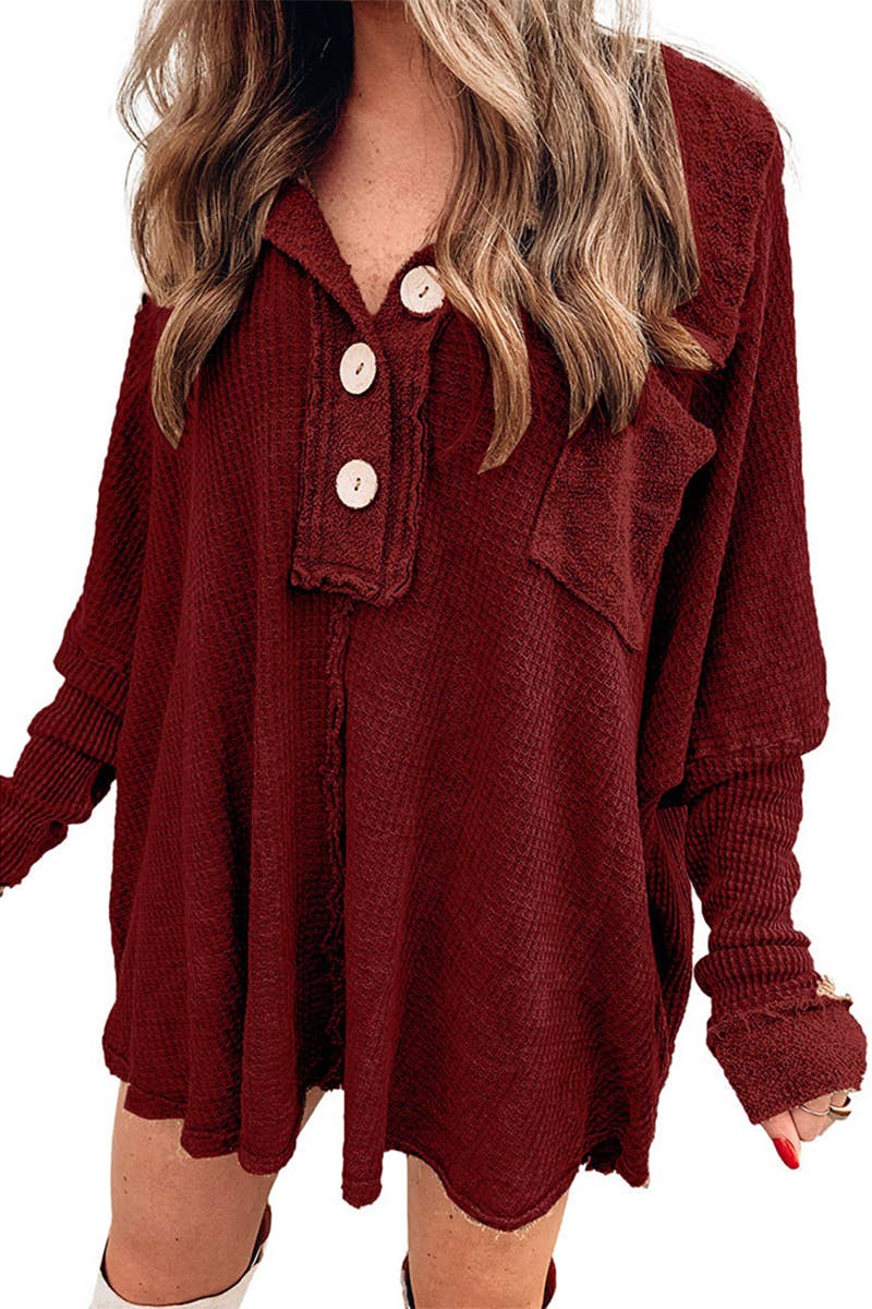 WOMEN'S LONG PULLOVER T-SHIRT WITH LOOSE LAPELS