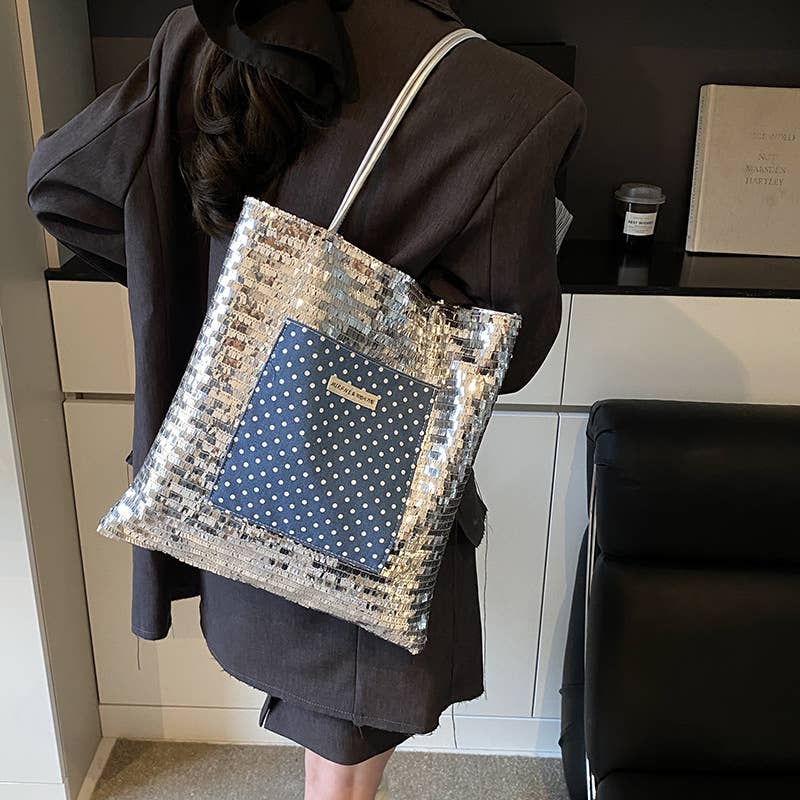 Sequined versatile single-shoulder bag