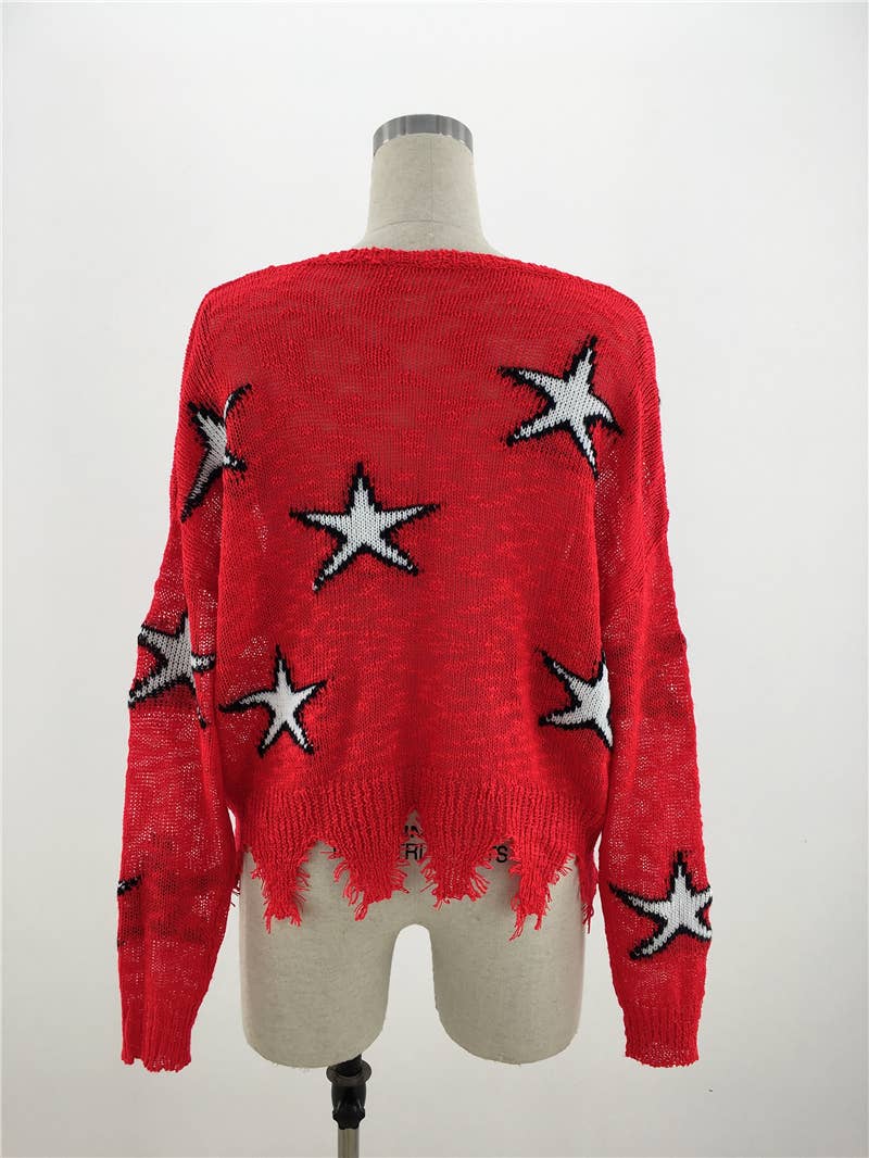 CREW NECK JUMPER GEOMETRIC LOOSE SWEATER_cwoswl2313