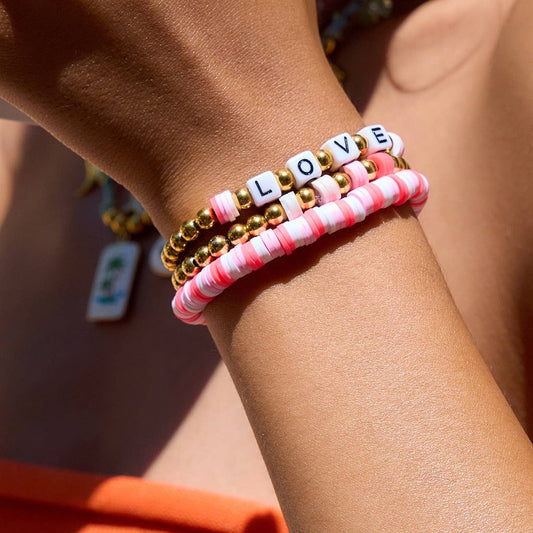 Sweet 18K Gold Colorful Clay & Steel Bead Bracelet