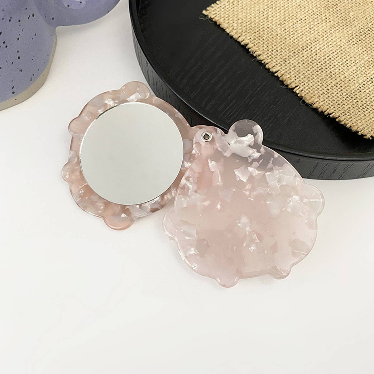 Vintage Acetate Geometric Compact Makeup Mirror