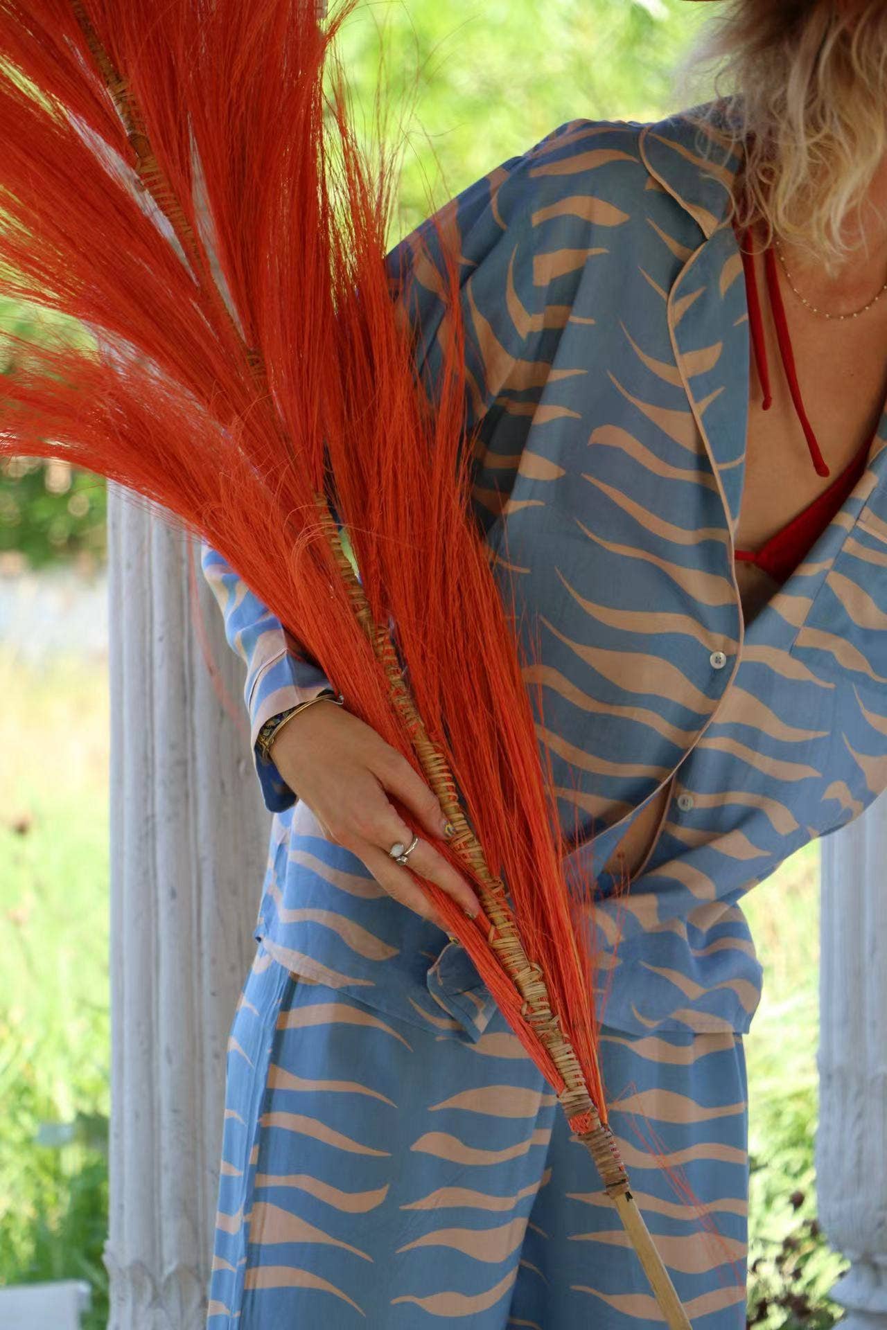 Lapel single-breasted tropical print home set