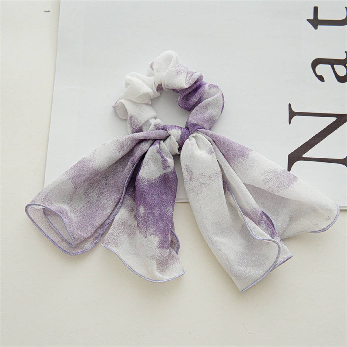 TIE-DYE KNOTTED DOUBLE-LAYERED BOW HAIR TIE_CWAHA1082