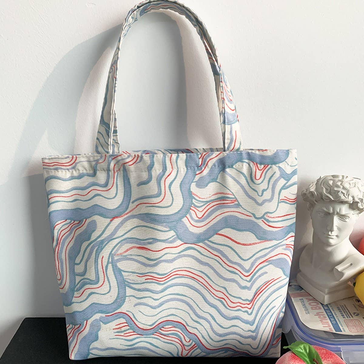 CANVAS TOTE BAGS WITH FRESH FLORAL PLAID_CWAB2047