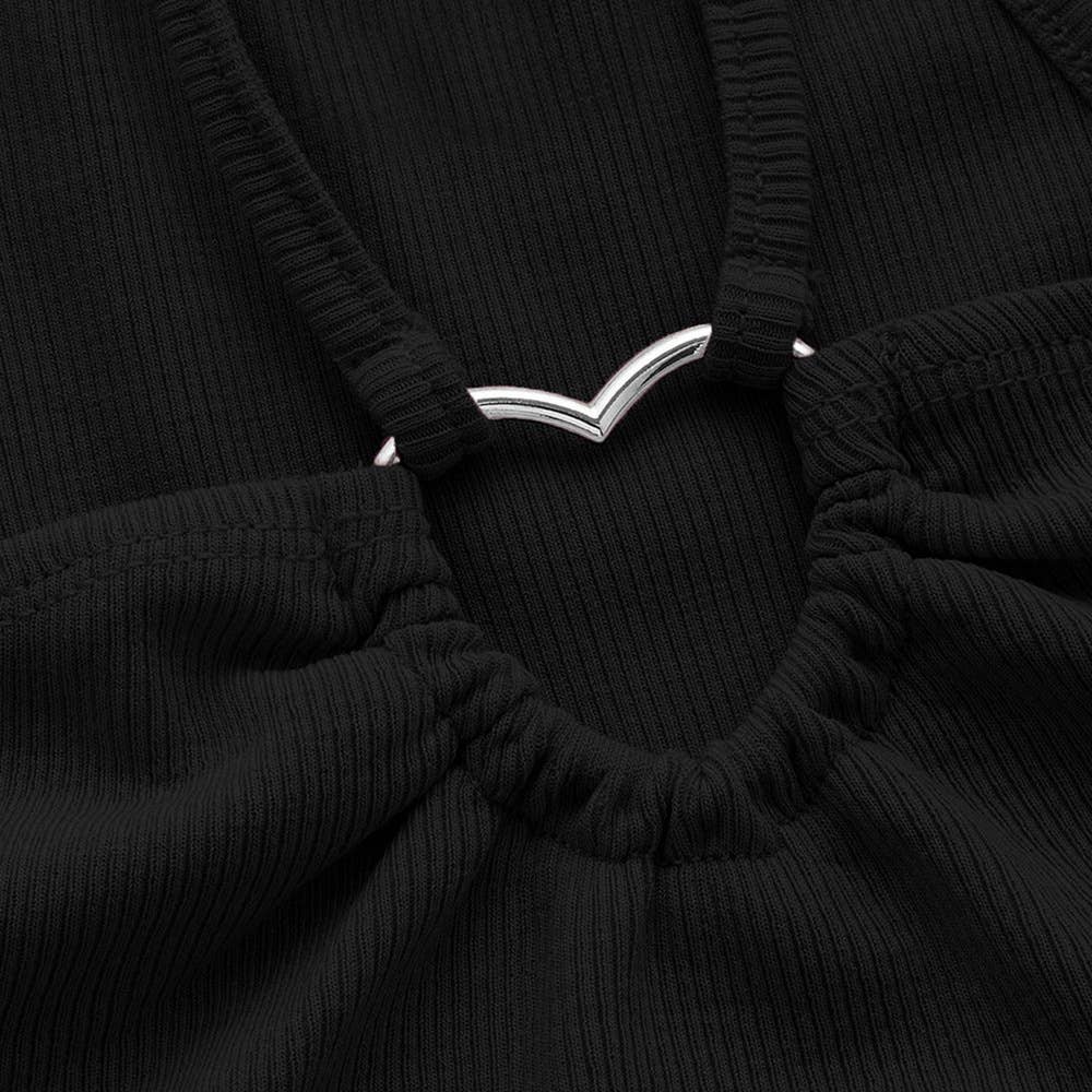 Slimming heart-shaped solid-color halter top