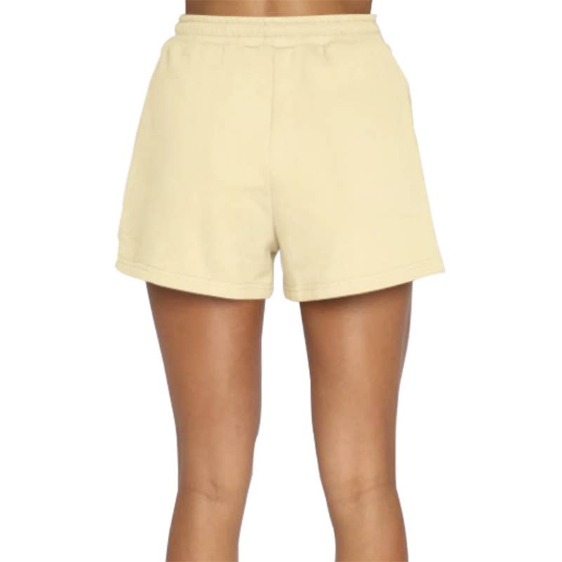 Pocket solid-color shorts and hoodie set