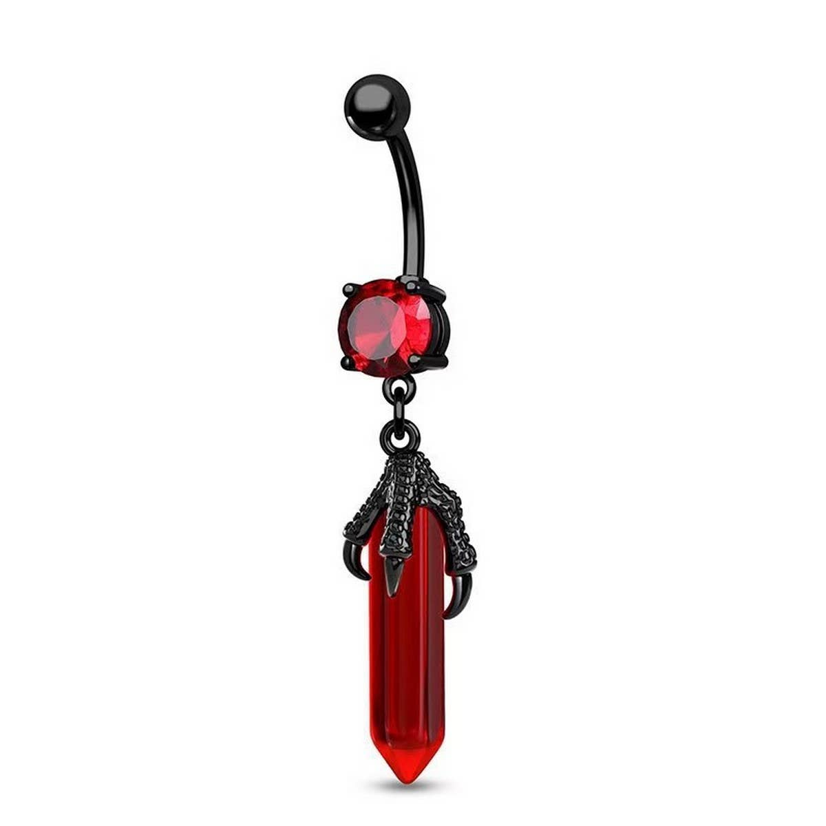 3D Dragon Claw Natural Stone Belly Button Ring_CWMM9474