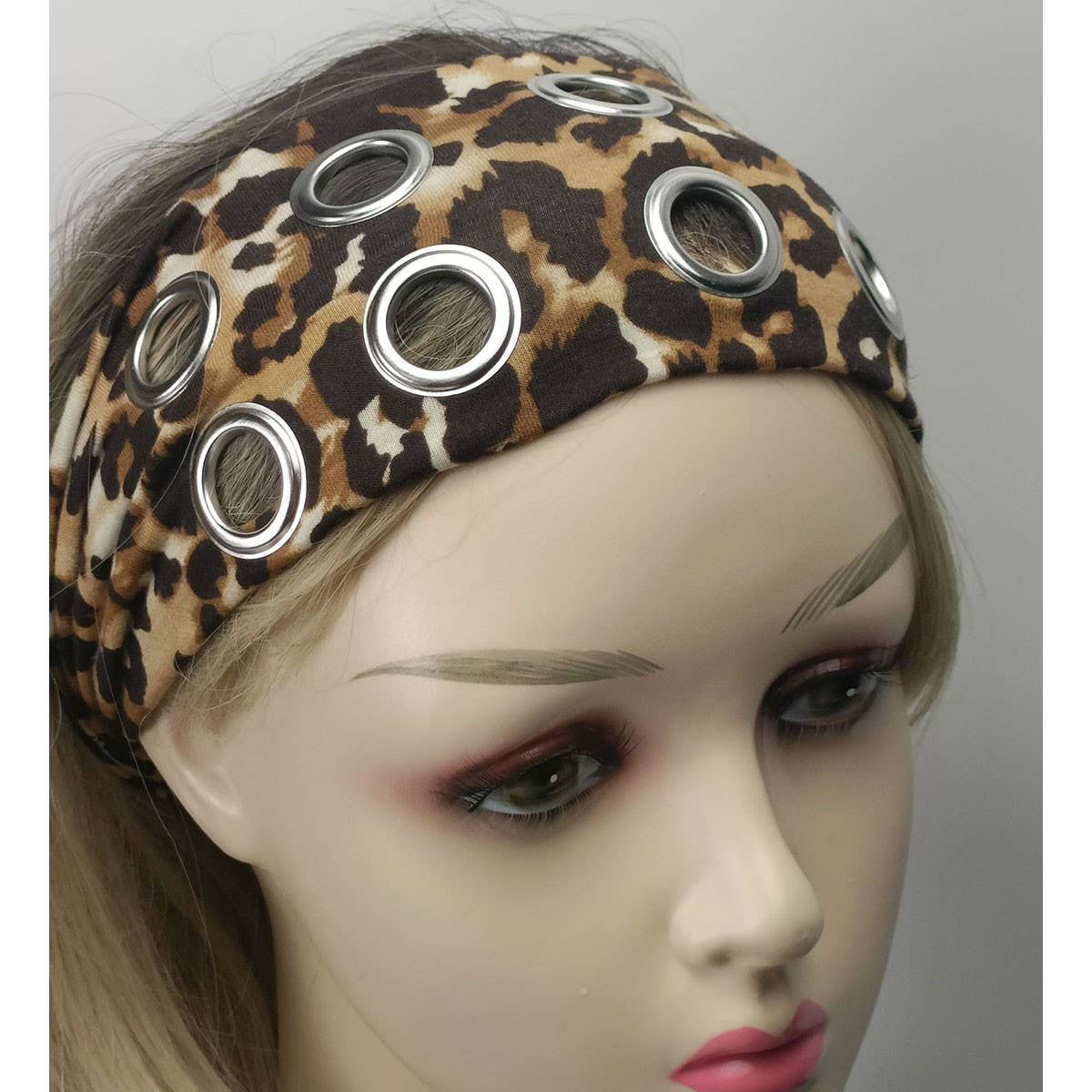 Animal Print Wide Elastic Headband with Studs_CWAHA6307