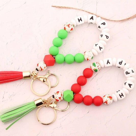 Personalized Christmas Gift Silicone Bead Keychain_CWMM7008