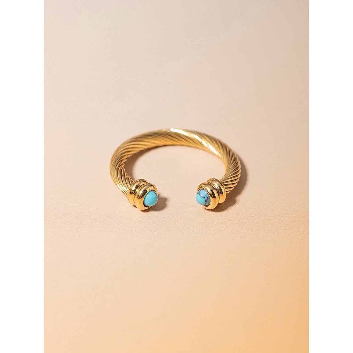 IRREGULAR OPEN TIGER EYE STONE BEAD RING