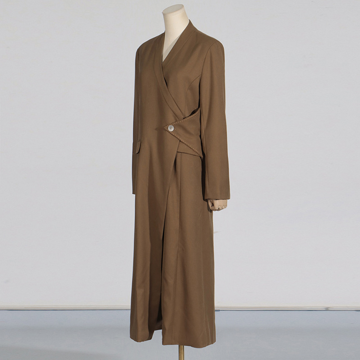 Designer Mid-Length Coat with Irregular Hem