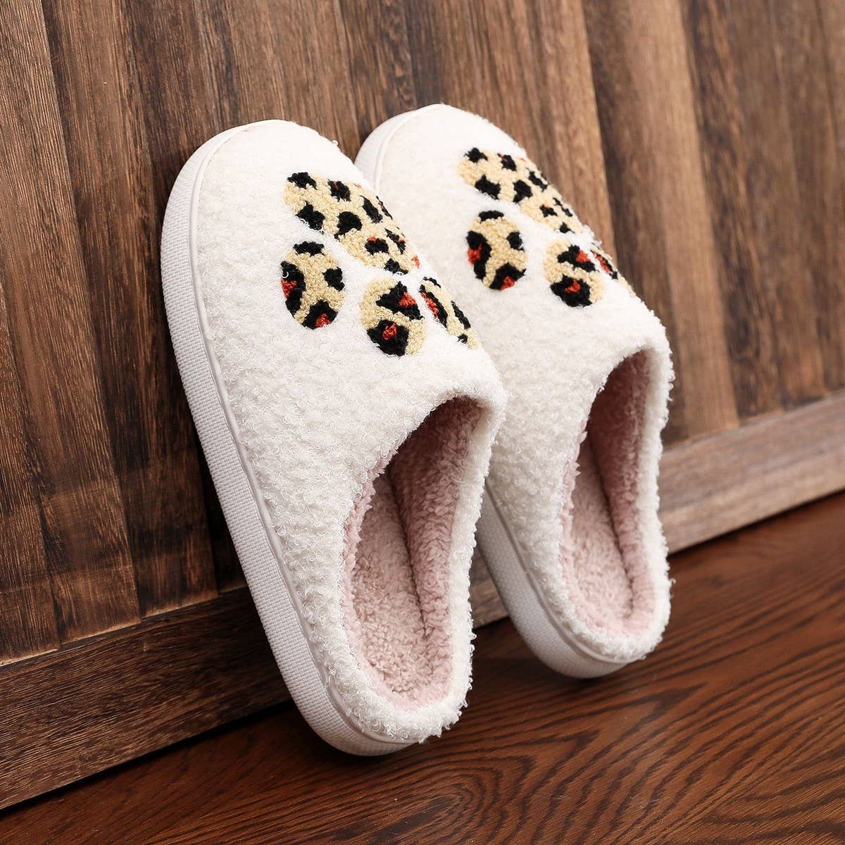 CARTOON LEOPARD PRINT CAT CLAW COTTON SLIPPERS_CWSHS0445