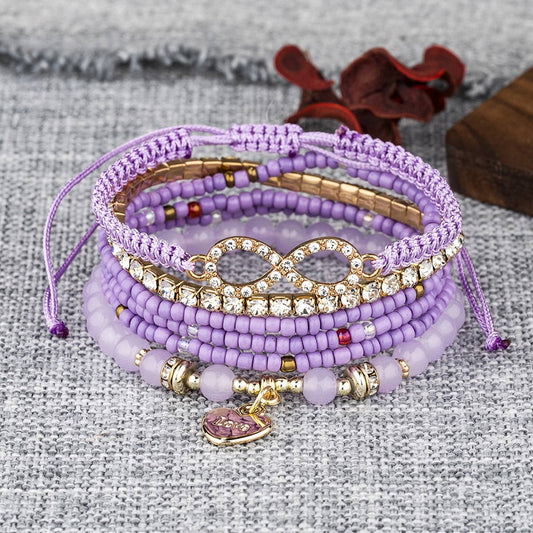COLORFUL MULTI-LAYER ELASTIC RICE BEAD BRACELET