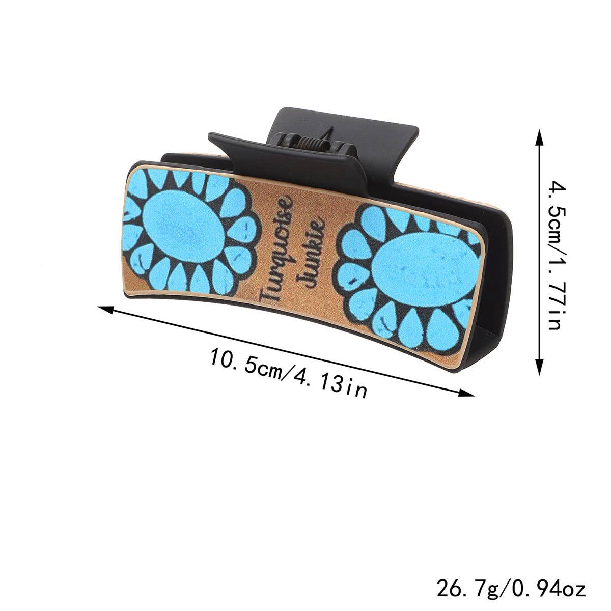 Western Cactus Sunflower Hair Claw - Leather Clip