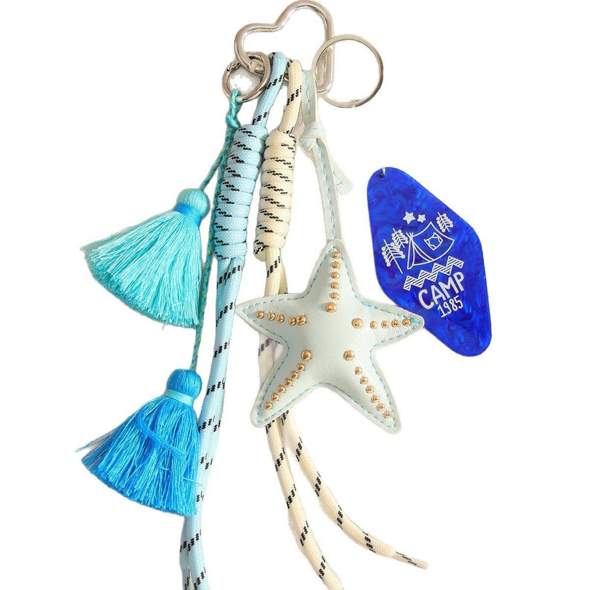 Starfish Tassel Acrylic Tag Beach Keychain Charm_CWMM7753