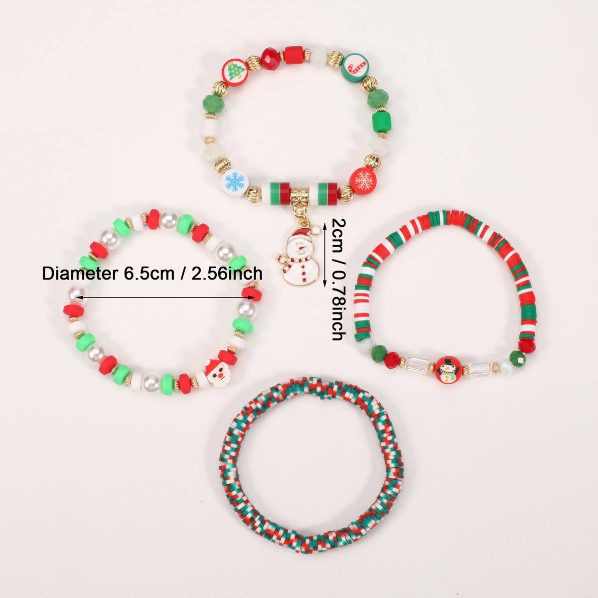 CWMM10448_CHRISTMAS CHARM BEADED BRACELET SNOWMAN TREE GIFT