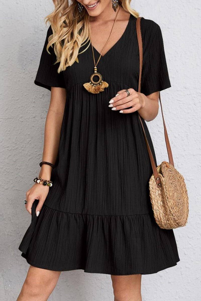 CWDSD8232_SUMMER LOOSE CASUAL SHORT-SLEEVED DRESS