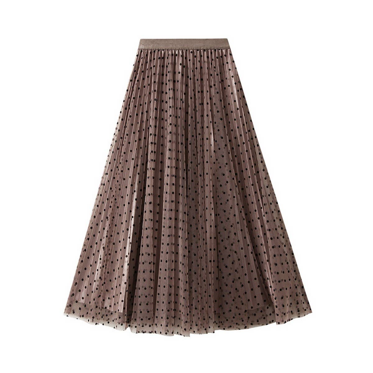 POLKA DOT MESH SKIRT REVERSIBLE A-LINE SKIRT_CWBMS0314