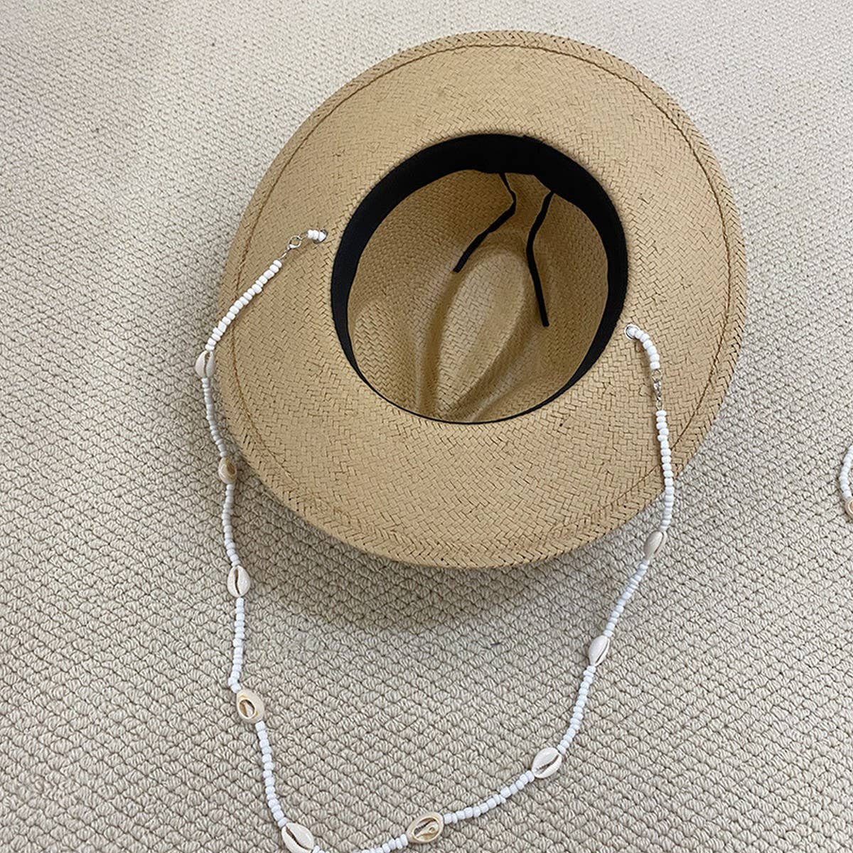 Summer shell chain sun hat for women_CWAH3427