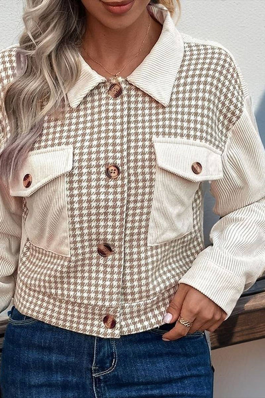 CWOCO0225_CHECK CORDUROY BUTTON SHORT JACKET