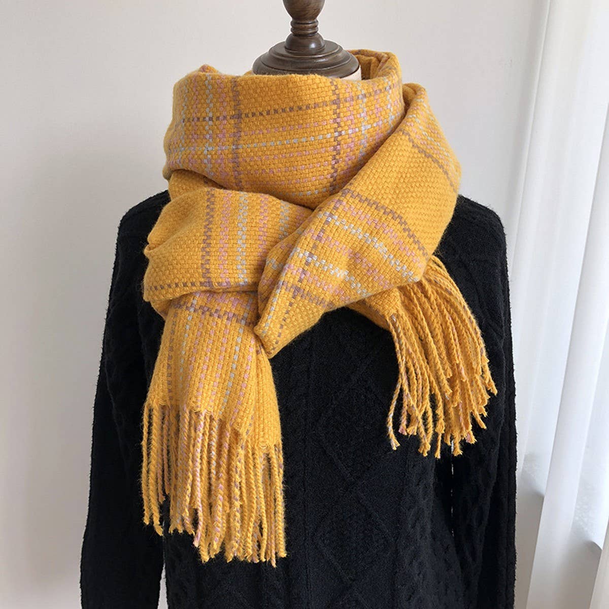 Plaid Faux Cashmere Scarf ??Thick Warm Winter Wrap_CWASC1453