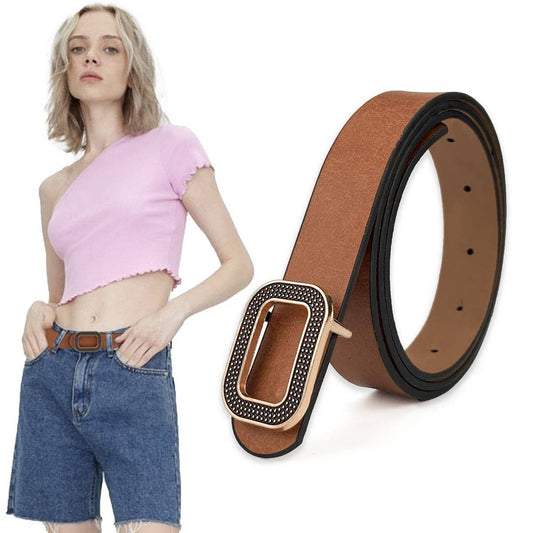 NEW LEATHER WOMEN'S BELT RECTANGULAR BUCKLE BELT_CWABE0701