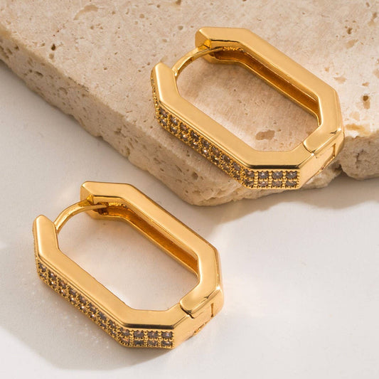 Luxury Micro Geometric Copper Hoop Earrings