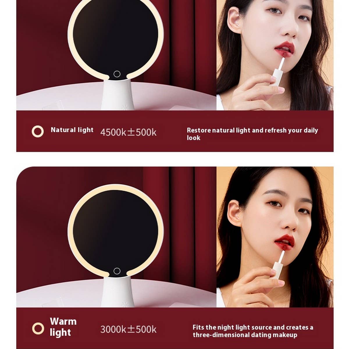 DESKTOP LED MAKEUP MIRROR WITH LIGHT AND CHARGING