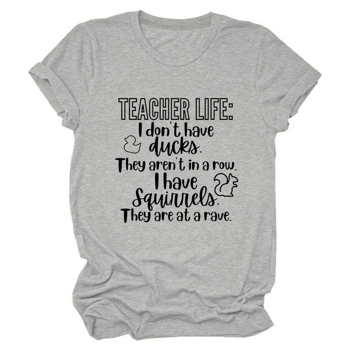 Casual Teacher Tee ??Round Neck Graphic Shirt_CWTTSL0479