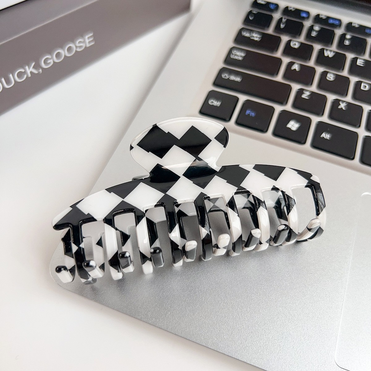 Checkerboard Hair Claw ??Candy Color Acetate Look_CWAHA0395